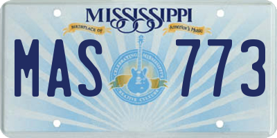 MS license plate MAS773
