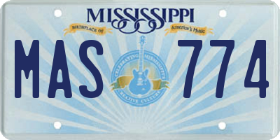 MS license plate MAS774
