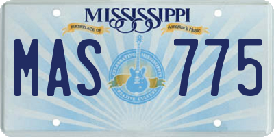MS license plate MAS775
