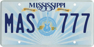MS license plate MAS777