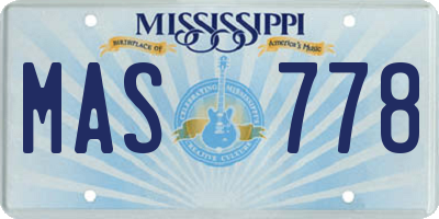 MS license plate MAS778