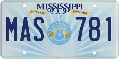 MS license plate MAS781