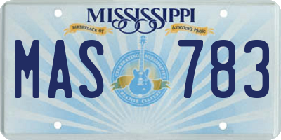 MS license plate MAS783