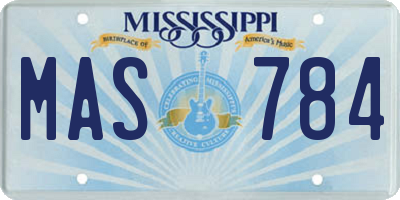 MS license plate MAS784