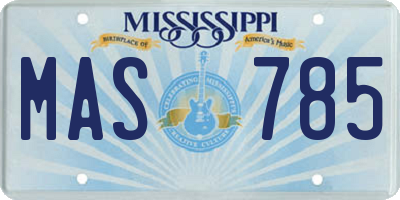 MS license plate MAS785