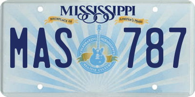 MS license plate MAS787