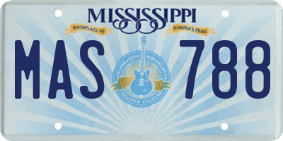 MS license plate MAS788