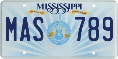MS license plate MAS789