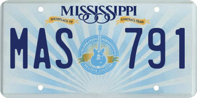 MS license plate MAS791