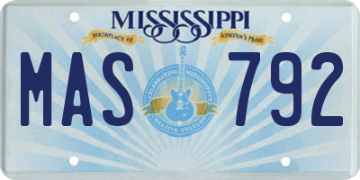 MS license plate MAS792