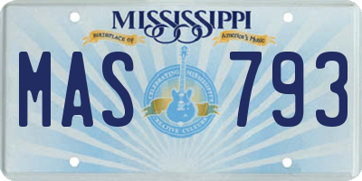MS license plate MAS793