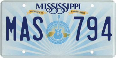 MS license plate MAS794