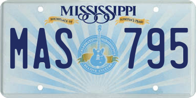 MS license plate MAS795