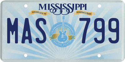 MS license plate MAS799