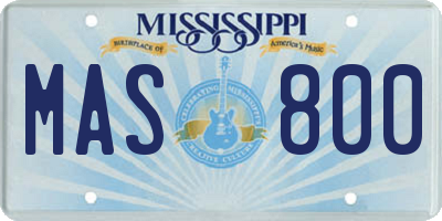 MS license plate MAS800