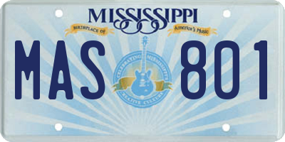 MS license plate MAS801