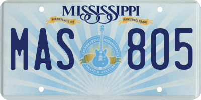 MS license plate MAS805