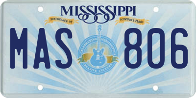 MS license plate MAS806