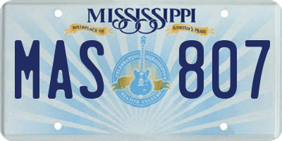 MS license plate MAS807