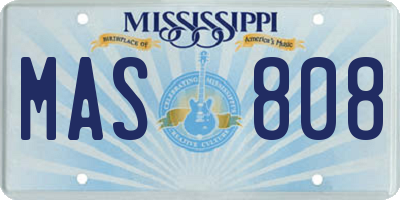 MS license plate MAS808