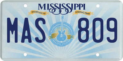 MS license plate MAS809