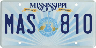 MS license plate MAS810