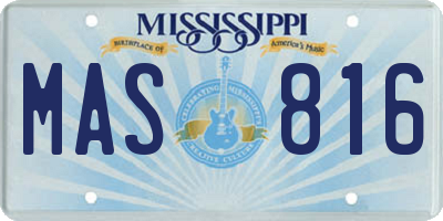 MS license plate MAS816