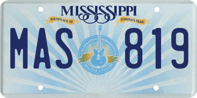 MS license plate MAS819