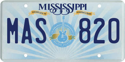 MS license plate MAS820
