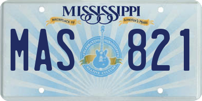 MS license plate MAS821