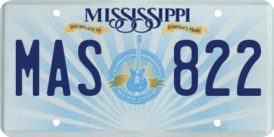 MS license plate MAS822