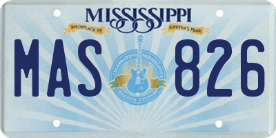 MS license plate MAS826
