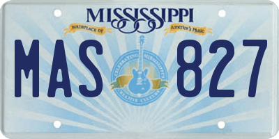 MS license plate MAS827