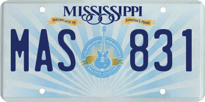 MS license plate MAS831