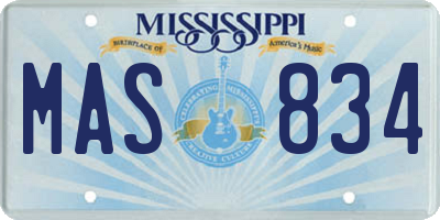MS license plate MAS834