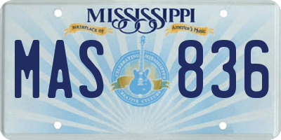 MS license plate MAS836