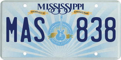 MS license plate MAS838