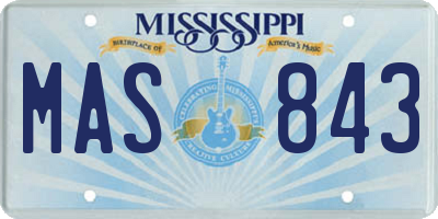 MS license plate MAS843
