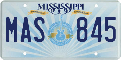 MS license plate MAS845