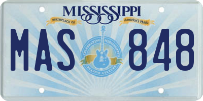 MS license plate MAS848
