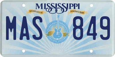 MS license plate MAS849