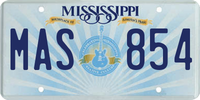 MS license plate MAS854