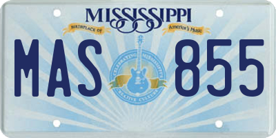 MS license plate MAS855