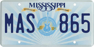 MS license plate MAS865
