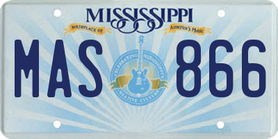 MS license plate MAS866