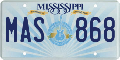 MS license plate MAS868