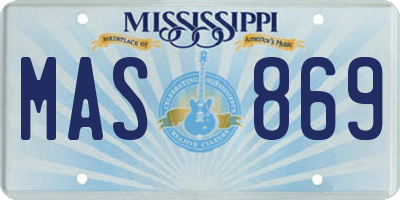 MS license plate MAS869