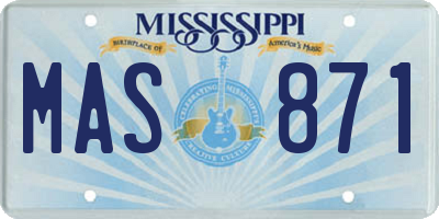 MS license plate MAS871