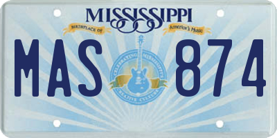 MS license plate MAS874