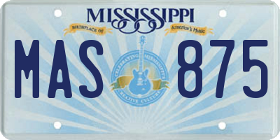 MS license plate MAS875